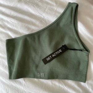 Set active ribbed one shoulder bra